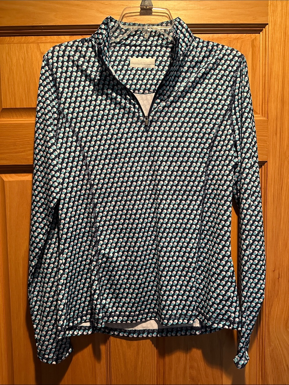 Callaway Women's Long-Sleeve Quarter-Zip Top - Blue & White Geometric
